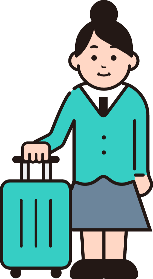 キャリーケースを持っている女性イラスト